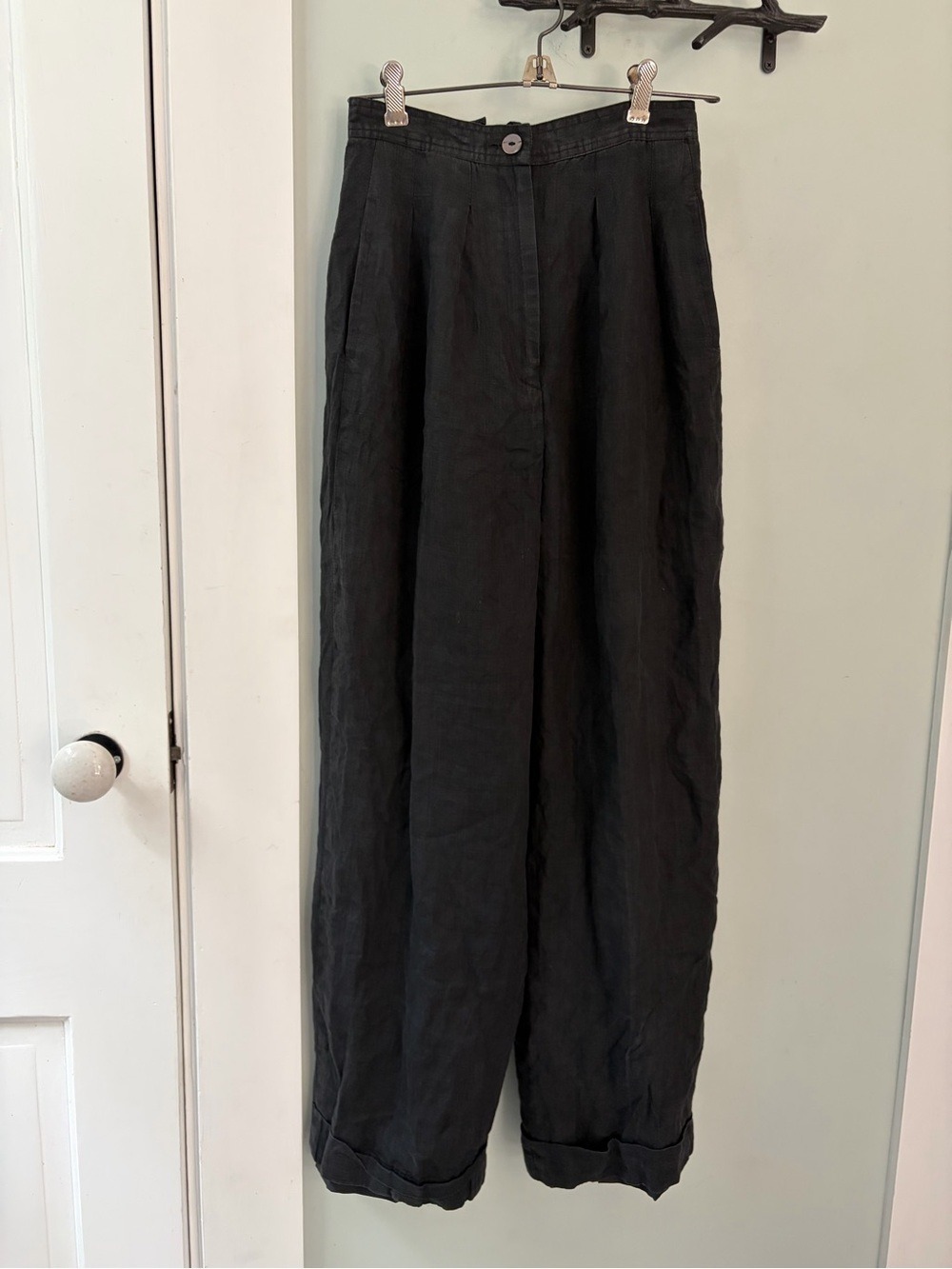 VTG Paul Costelloe 00 pleated Wide-Leg linen trouser pants